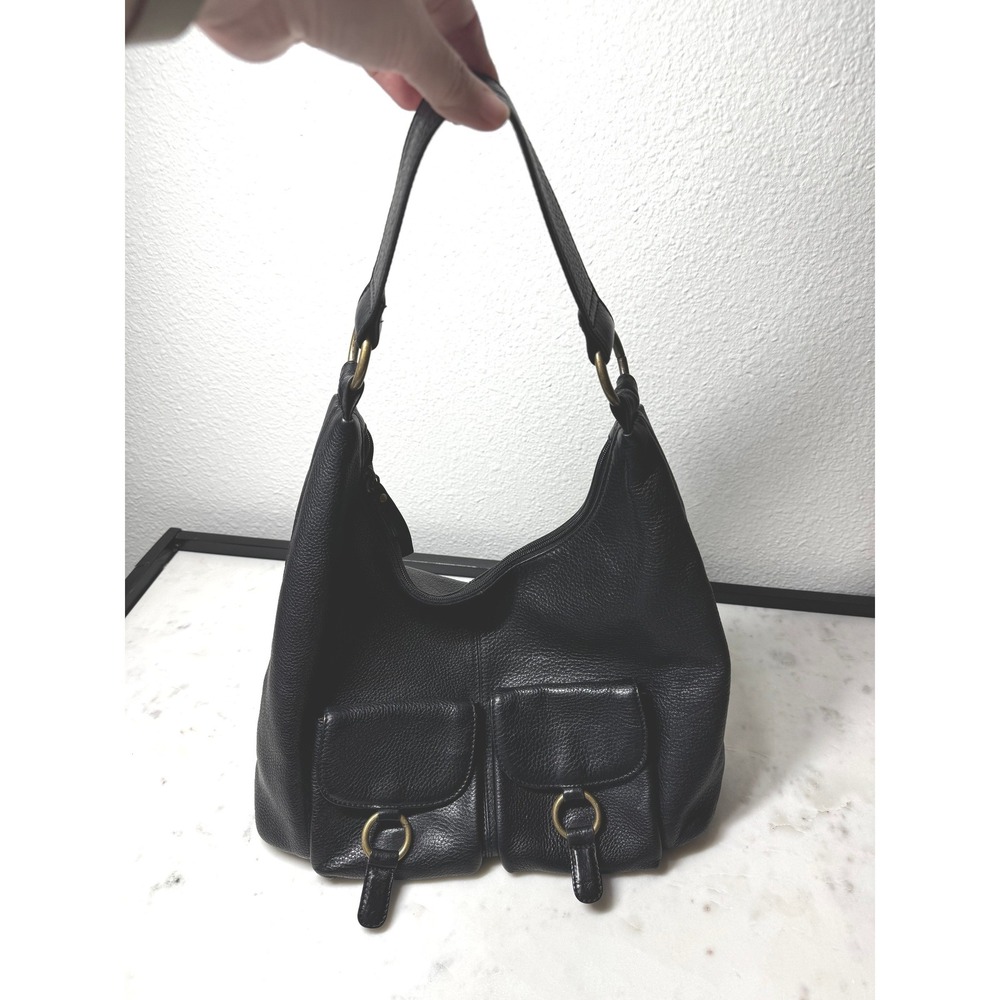 Hobo International Black‎ Pebbled Leather Purse Shoulder Bag Classic Everyday